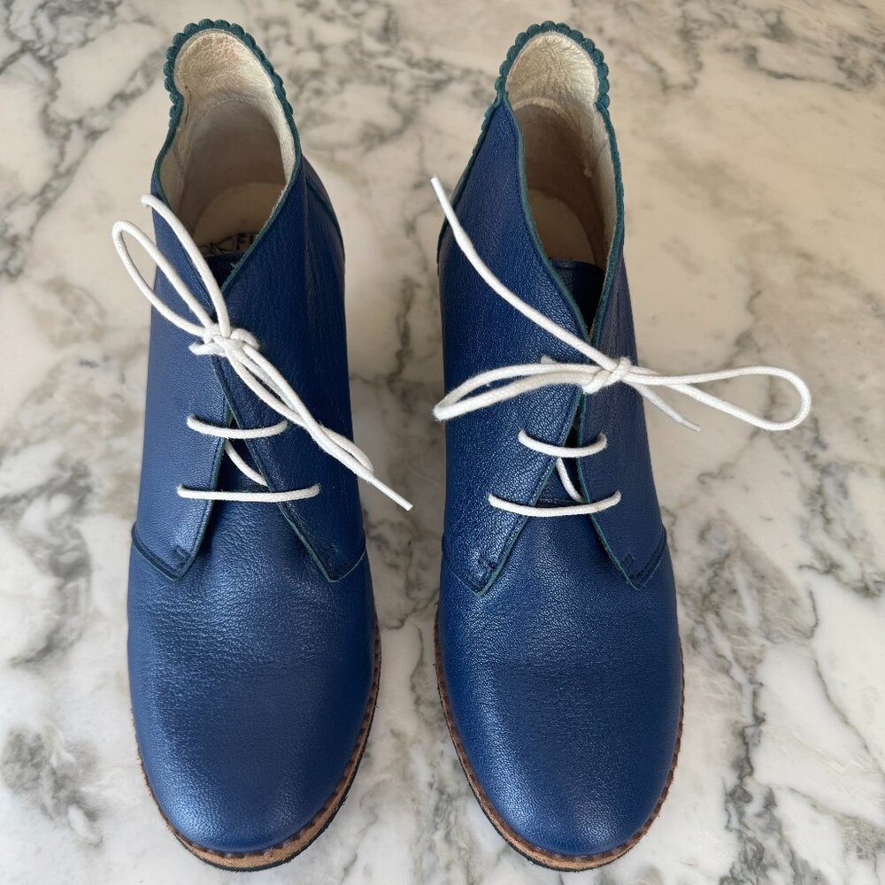 Fly London Ocean Blue Heeled Booties Size 8.5*